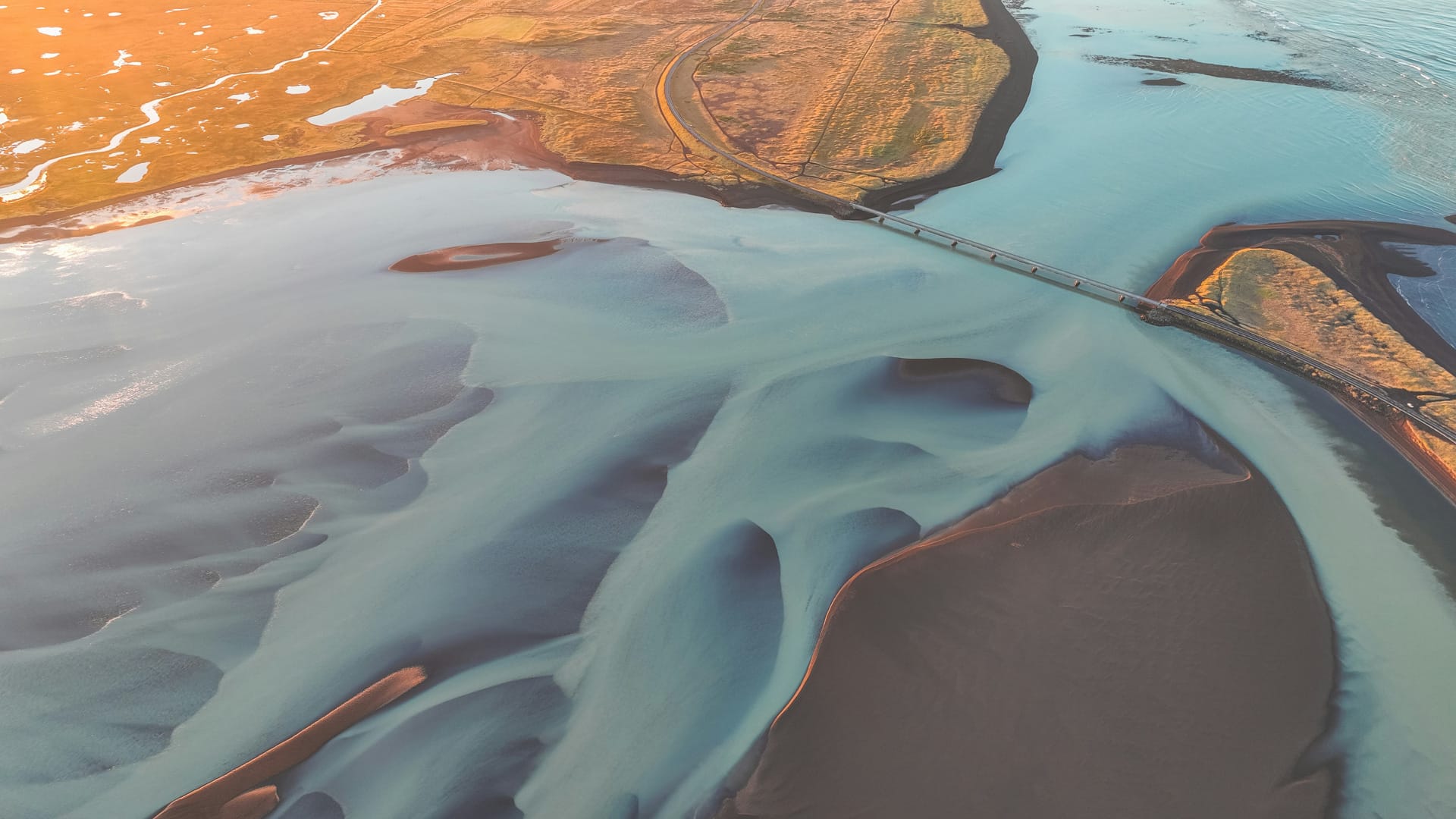 an aerial view of a body of water